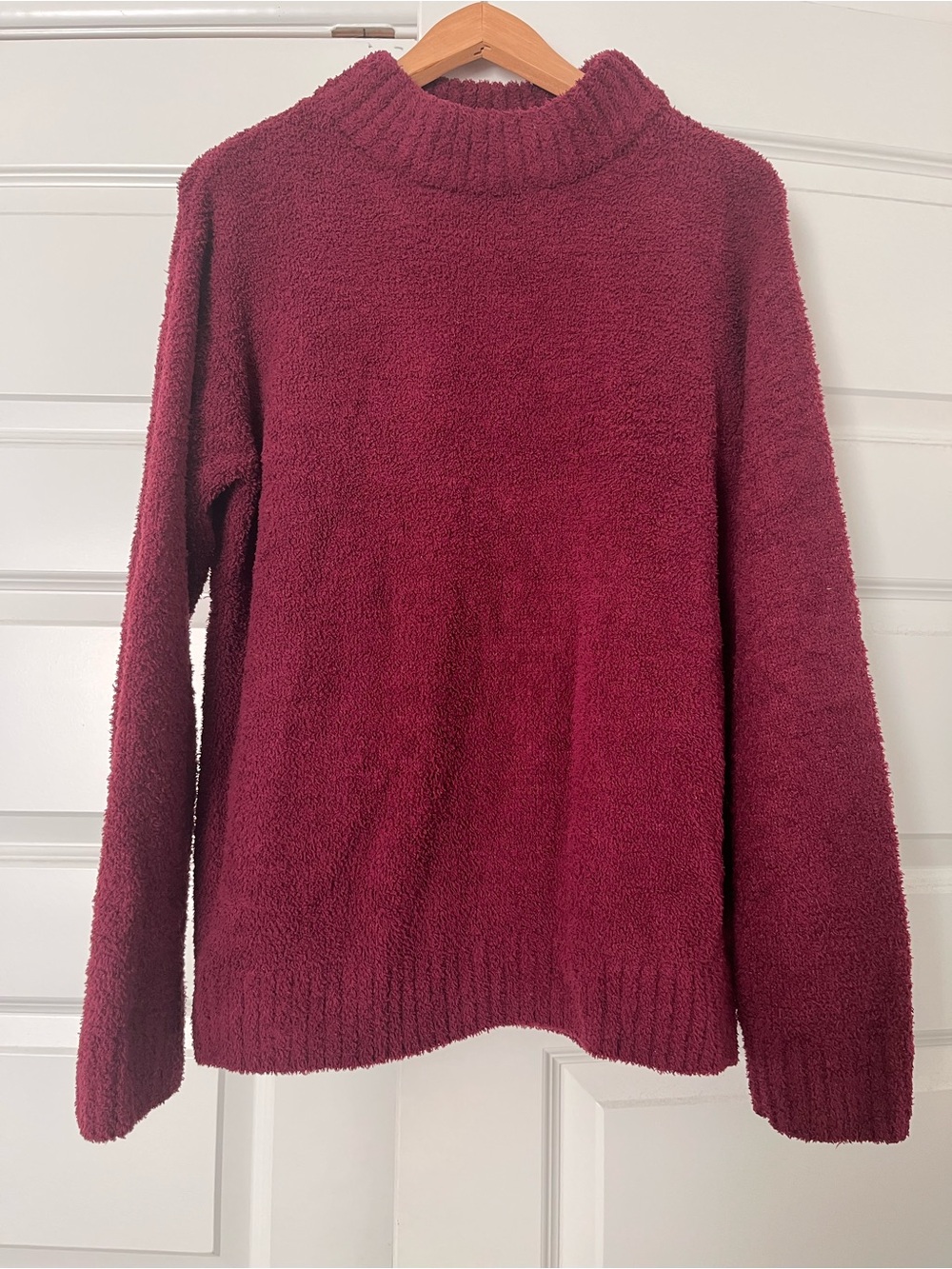St. John's Bay Plush Mock Neck Sweater in Deep Wine